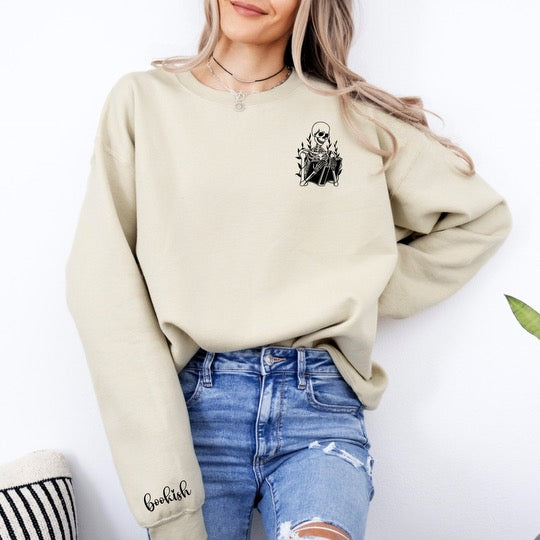 Bookish Skeleton - Embroidered Unisex Sweatshirt